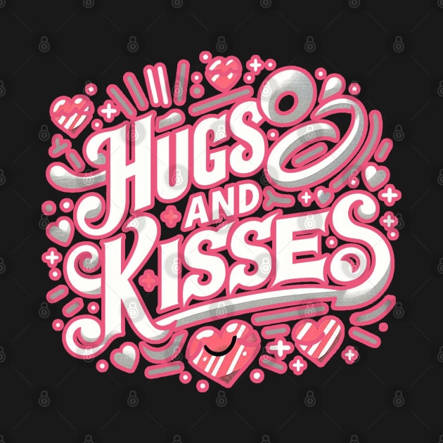 Hugs and Kisses Typography - Cute Valentine’s Day Pink and cuteLetter Design by diegotorres