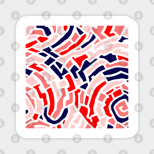 Circle Pattern Blue and Red Gradation Abstract Art Magnet by Golptika Design