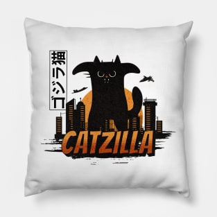Funny Vintage Cat | Catzilla King of Monster Pillow