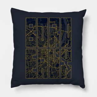 Bordeaux, France City Map Typography - Gold Art Deco Pillow