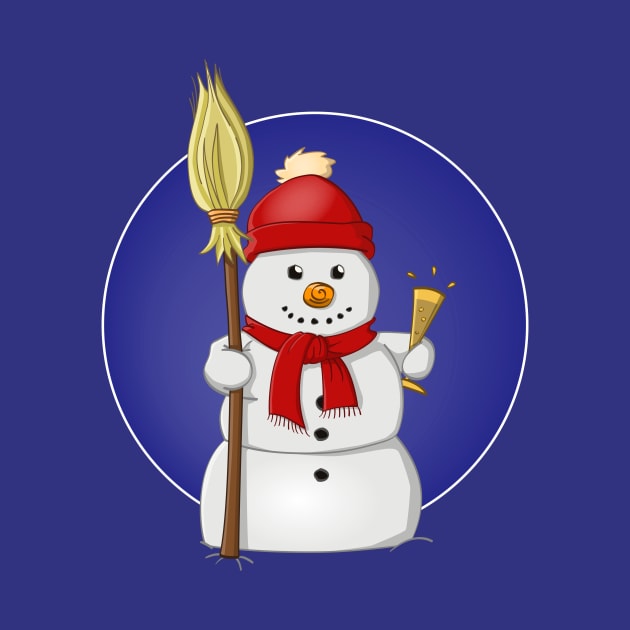 funny snowman with red bonnet and champagne glass by Stefs-Red-Shop