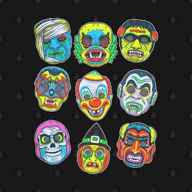 Retro Halloween Masks by ChrisDoesComics