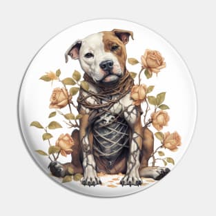 Staffy Skeleton Pin