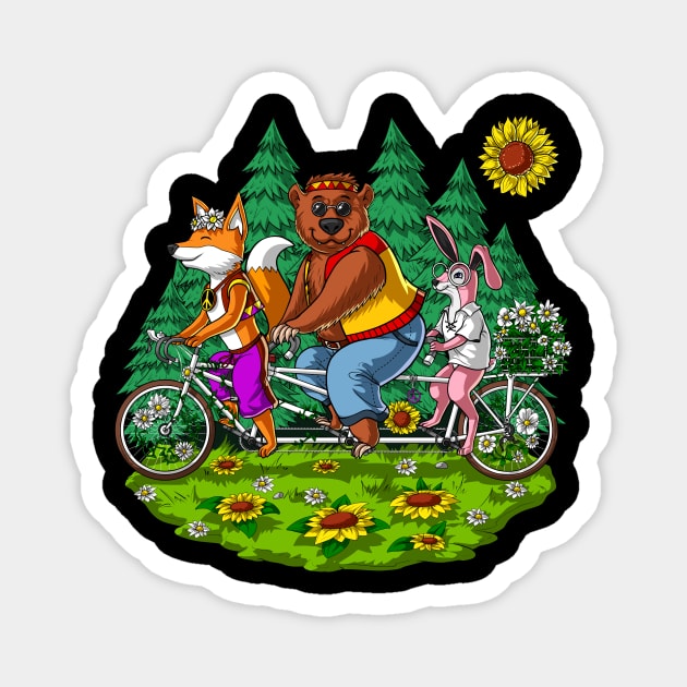 Hippie Forest Animals Magnet by underheaven