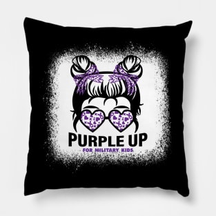 Purple up for military kids Messy bun Military child Month Pillow