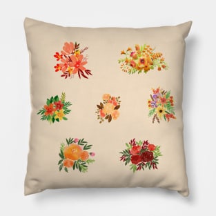 Watercolor flowers red set Pillow