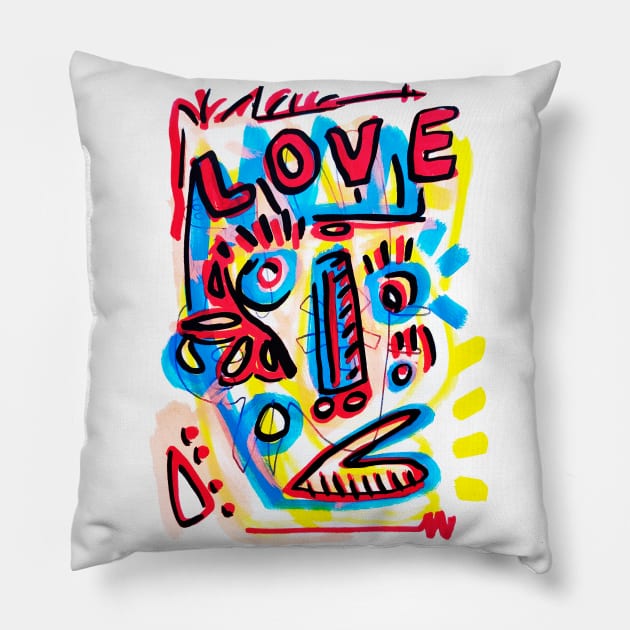 LOVE FACE Pillow by Angel Rivas