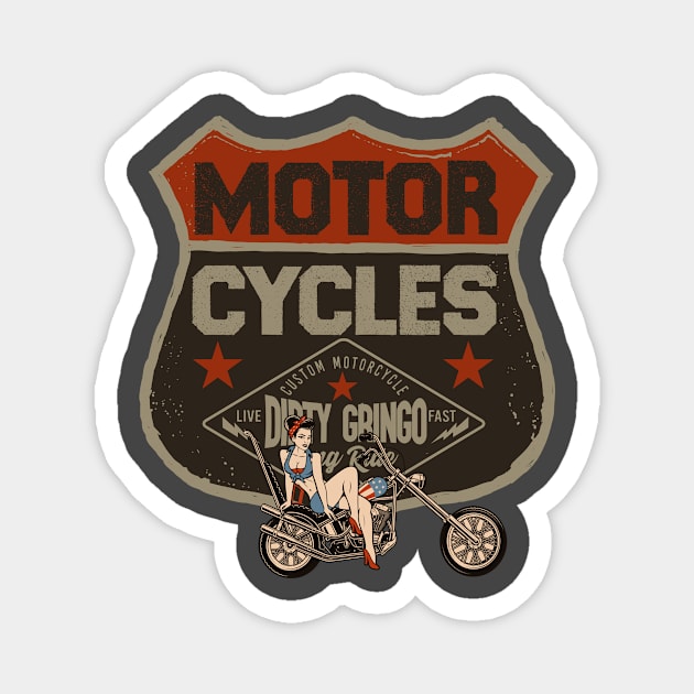 Dirty Gringo Speed Shop Hot Rod Pinup Girl Chopper Biker Magnet by The Dirty Gringo