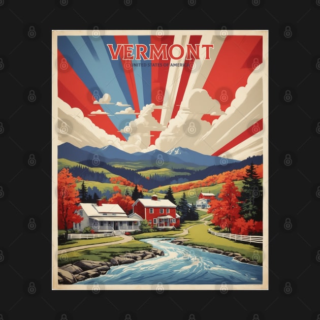 Vermont United States of America Tourism Vintage Poster by TravelersGems