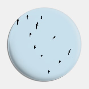 A Murder of Crows In Flight Silhouette Pin