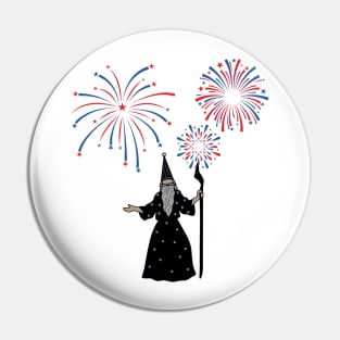 Wizard casting Fireworks for 4th of July Pin