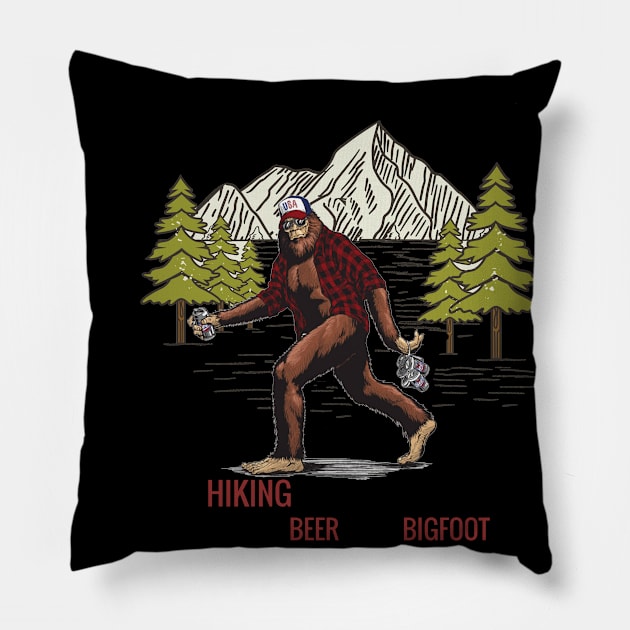 Weekend forecast Hiking with a chance drinks beer with Bigfoot Pillow by JameMalbie