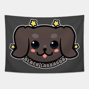 KAWAII Black Labrador Dog Face Tapestry