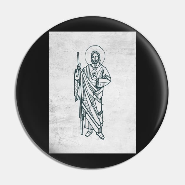 Hand drawn illustration of St Jude Thaddeus Pin by bernardojbp