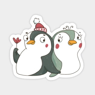 Lovely couple of penguins in love. Magnet