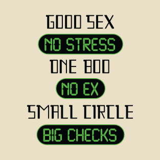 Good Sex No Stress One Boo No Ex Small Circle Big Checks T-Shirt