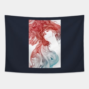 Sleeping Woman blue and red 1 Tapestry