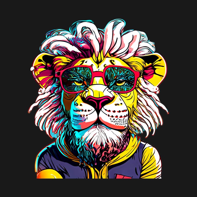 Majestic Mane and Street Chic: Lion's Urban Portrait by SkloIlustrator