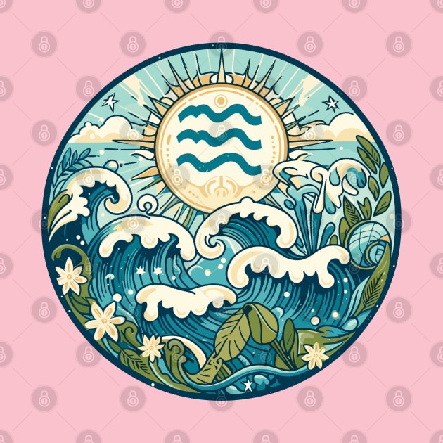 "Aquarius Mystique: Celestial Whirlwind"- Zodiac Horoscope Star Signs by stickercuffs