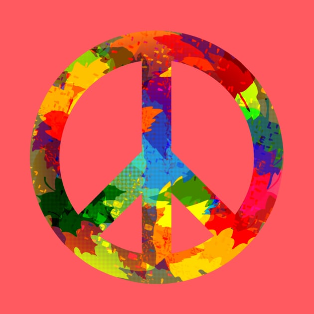 Peace symbol bright colors hippie style by pickledpossums