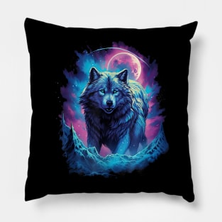 Lone Wolf Howling on Moon - Funny Wolves Pillow