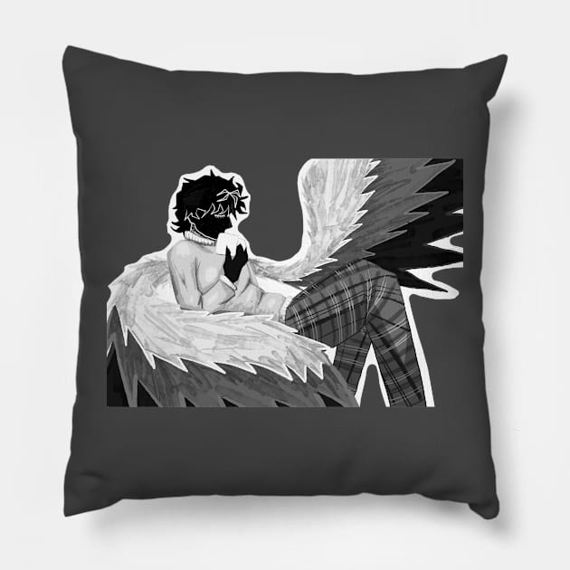 Angel drinking coffee Pillow by Koda.kl