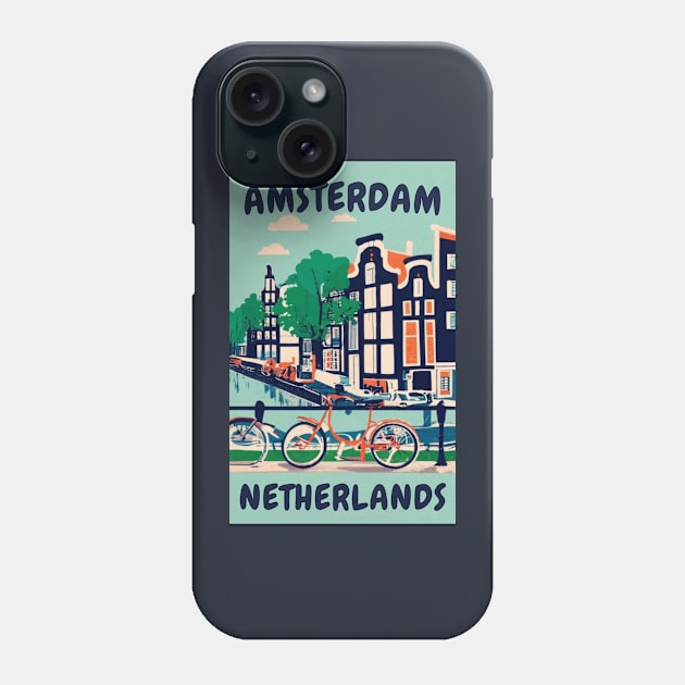 A Vintage Travel Art of Amsterdam - Netherlands Phone Case by goodoldvintage