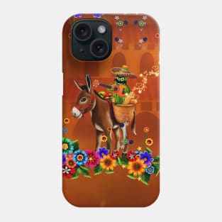 Funny mexican cactus with hat and donkey Phone Case