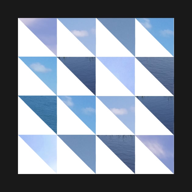 Geometric blue triangle pattern Water and Sky Photo Patchwork by InkLove