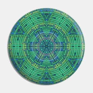 Weave Mandala Blue and Green Pin