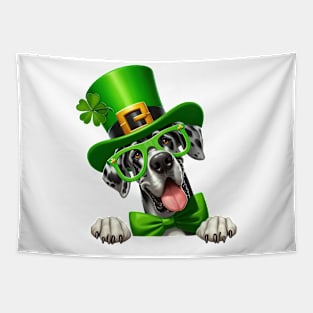 St Patricks Day Peeking Great Dane Dog Tapestry