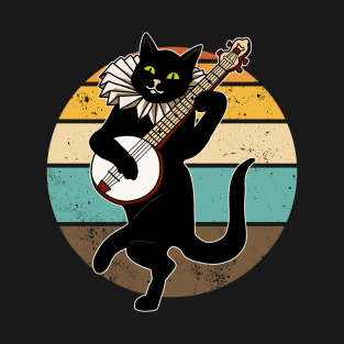 Vintage Cat Playing Banjo T-Shirt