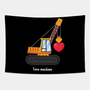 Construction Lifting Heart Machines Valentine's Day Toddler Tapestry