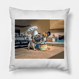 Pug Dog Cake Baker Chef Pillow