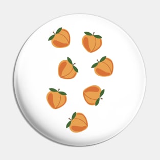 Juicy heart-shaped peaches, retro style print Pin