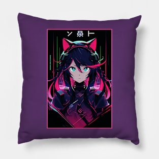 Anime Cat Girl | Quality Anime Design | Chibi Cat Girl Miaw | Manga Anime Art Pillow