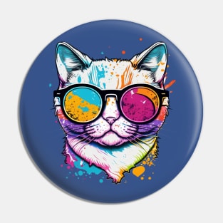 Colorful Cool Cat Pin