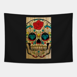 Wood Sugar Skull Tapestry