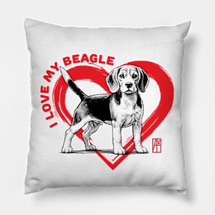 I Love My Beagle - I Love my dog - Cheerful dog Pillow