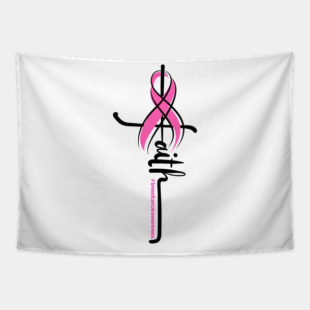 Faith Pink Ribbon Breast Cancer Awareness Christian Women Tapestry by apesarreunited122