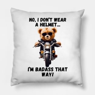 Biker Teddy Bear with Attitude Pillow