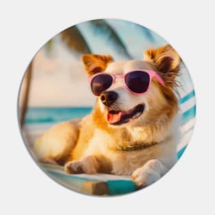 Fluffy Corgi on the sunbed Pin