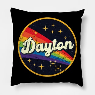 Dayton // Rainbow In Space Vintage Grunge-Style Pillow