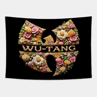 Wutang Flowers effect logo & text Tapestry