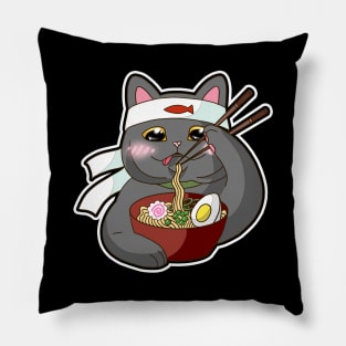 british cat and japanese ramen Pillow