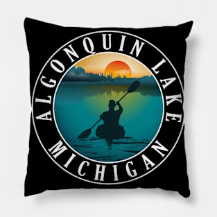 Algonquin Lake Kayaking Michigan Sunset Pillow