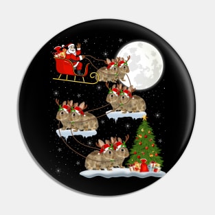 Funny Xmas Lighting Tree with Santa Rides Bunny at Christmas Pin