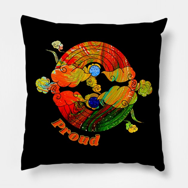 Proud Rainbows - Dark Neon Gems Pillow by v_art9