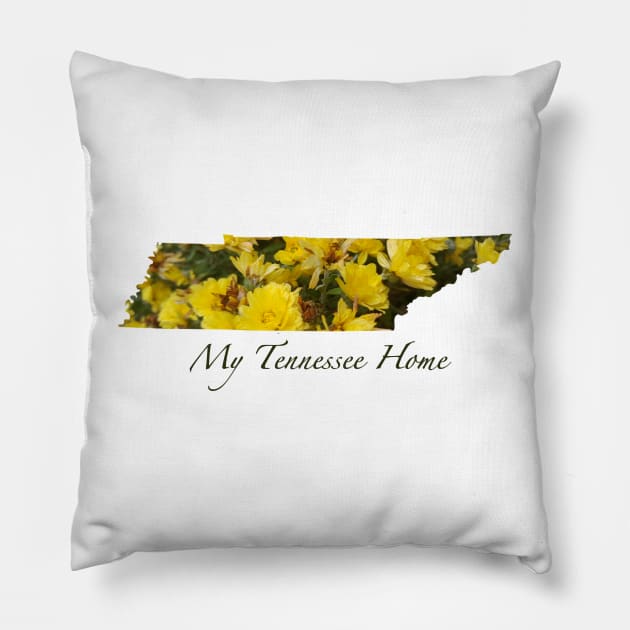 My Tennessee Home - Yellow Mum Flowers Pillow by A2Gretchen