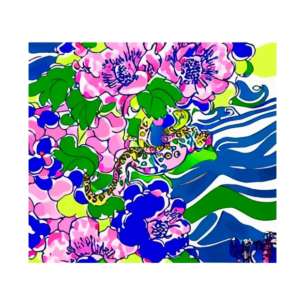 Modern, colorful chinoiserie cherry blossom by SophieClimaArt